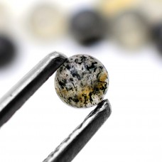 Black dot quartz 4mm round cabochon 0.32 cts